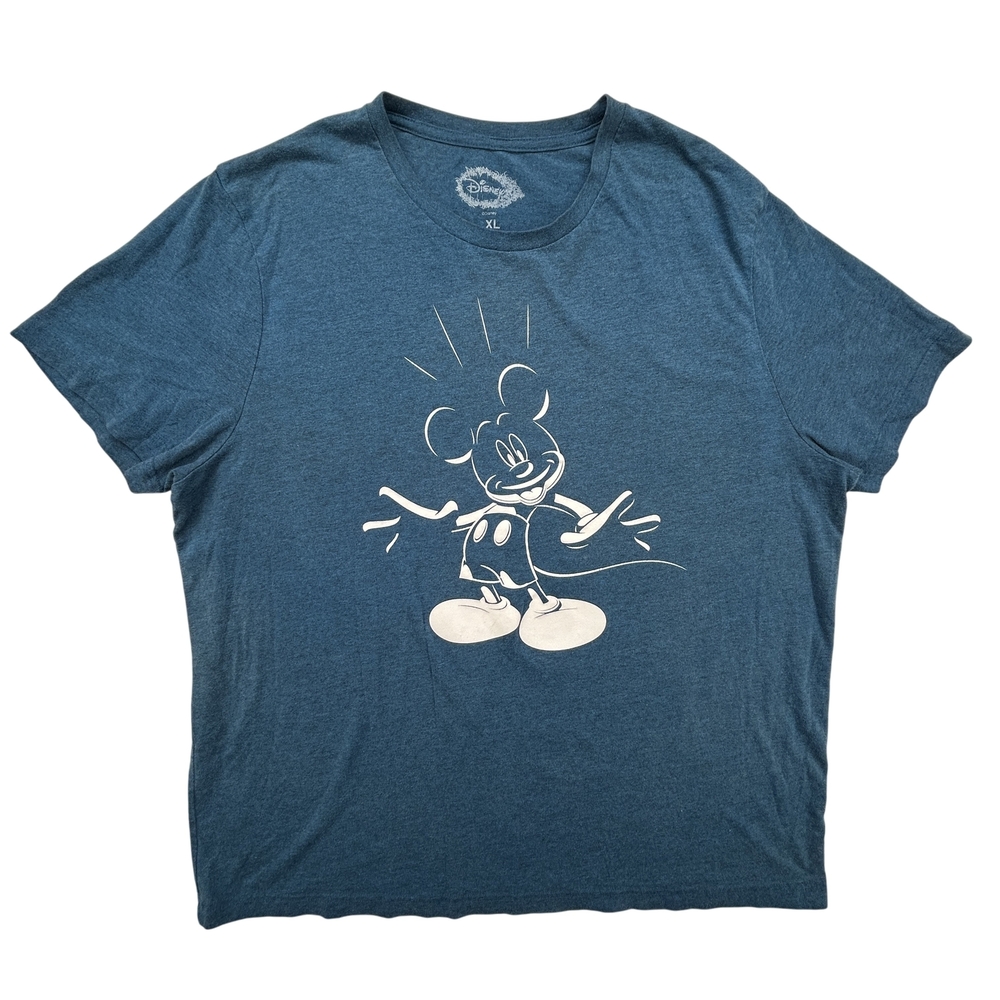 Disney Mickey Mouse Shirt Mens XL Blue Graphic Tee Classic Cartoon Crewneck